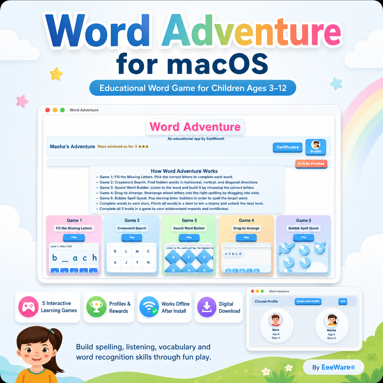 Word Adventure for macOS – Educational Word Game for Children