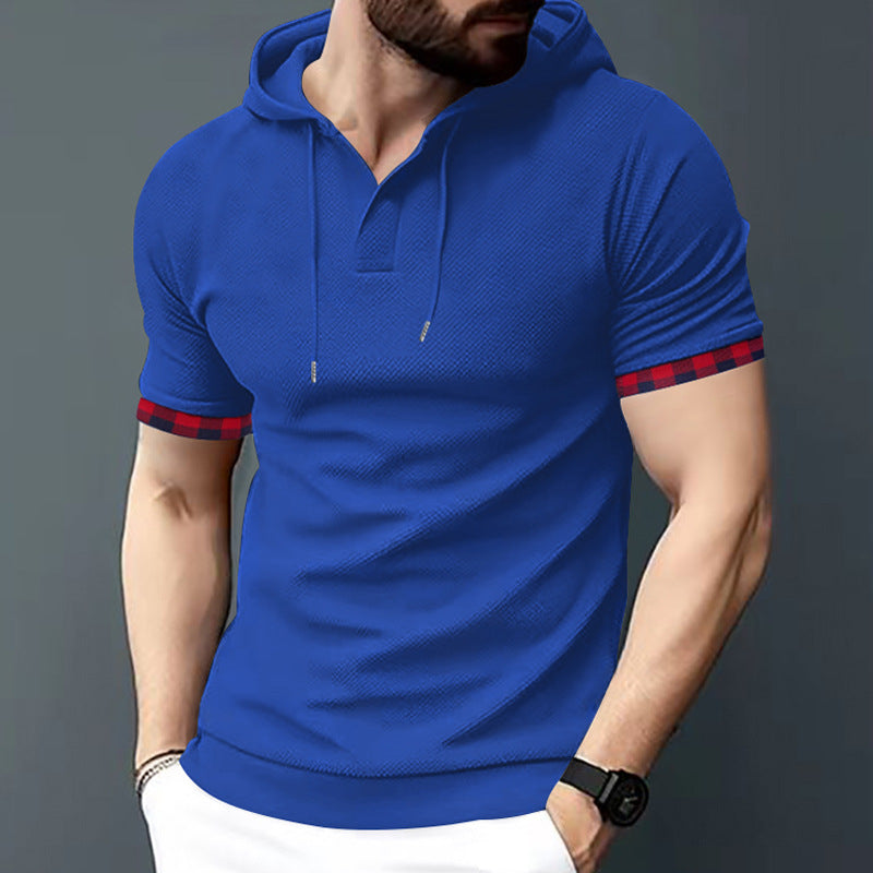 Men's Short Sleeve Sport Casual T-shirt Plus Size Export Hooded Top