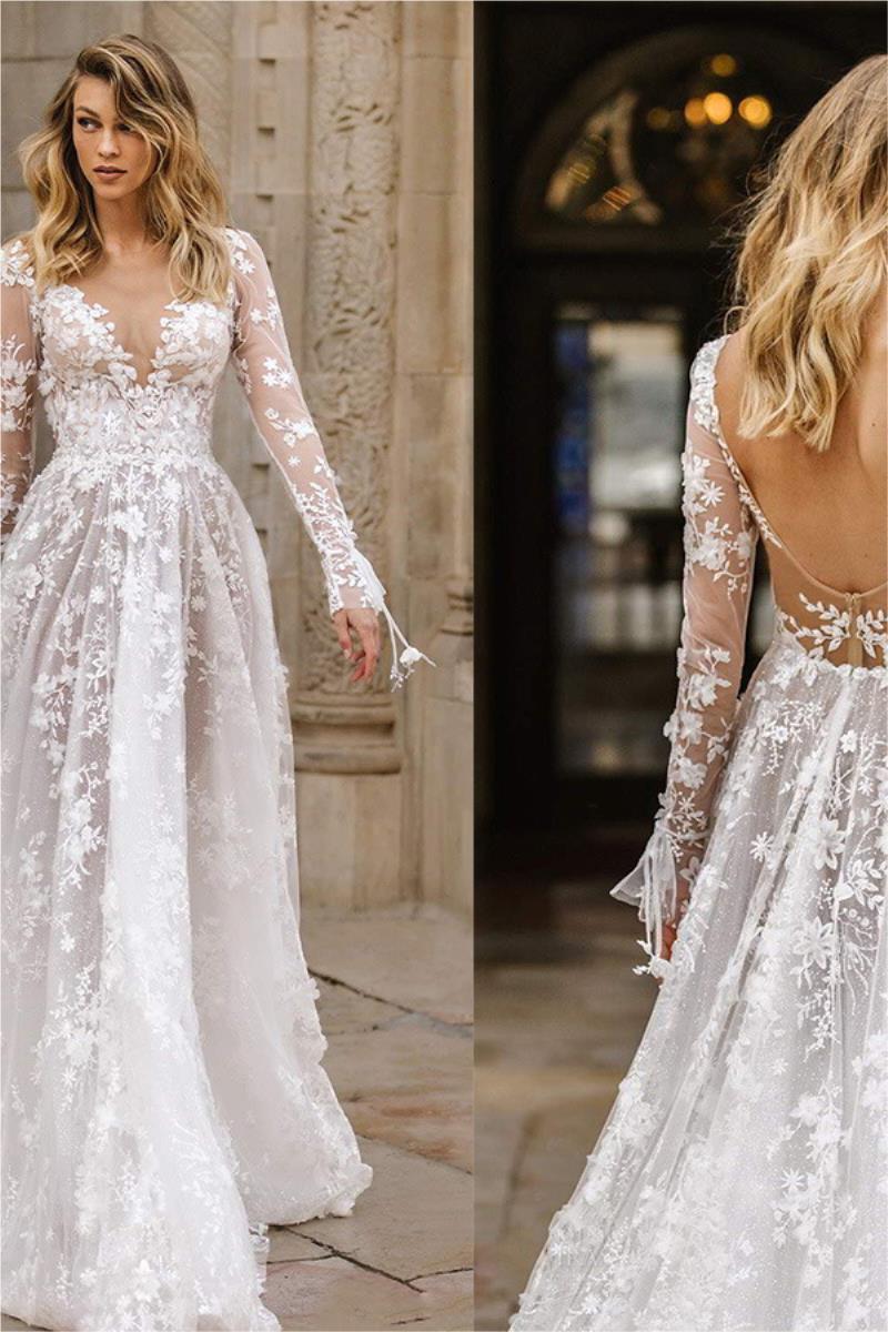 Long Sleeve Lace Evening Dress