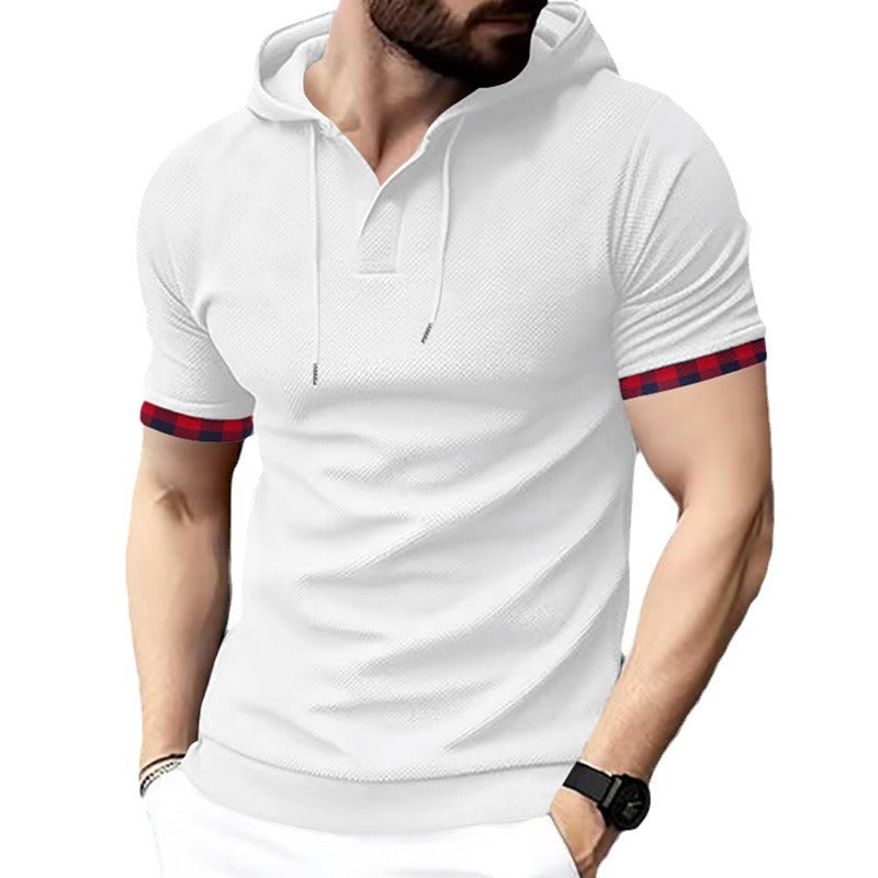 Men's Short Sleeve Sport Casual T-shirt Plus Size Export Hooded Top