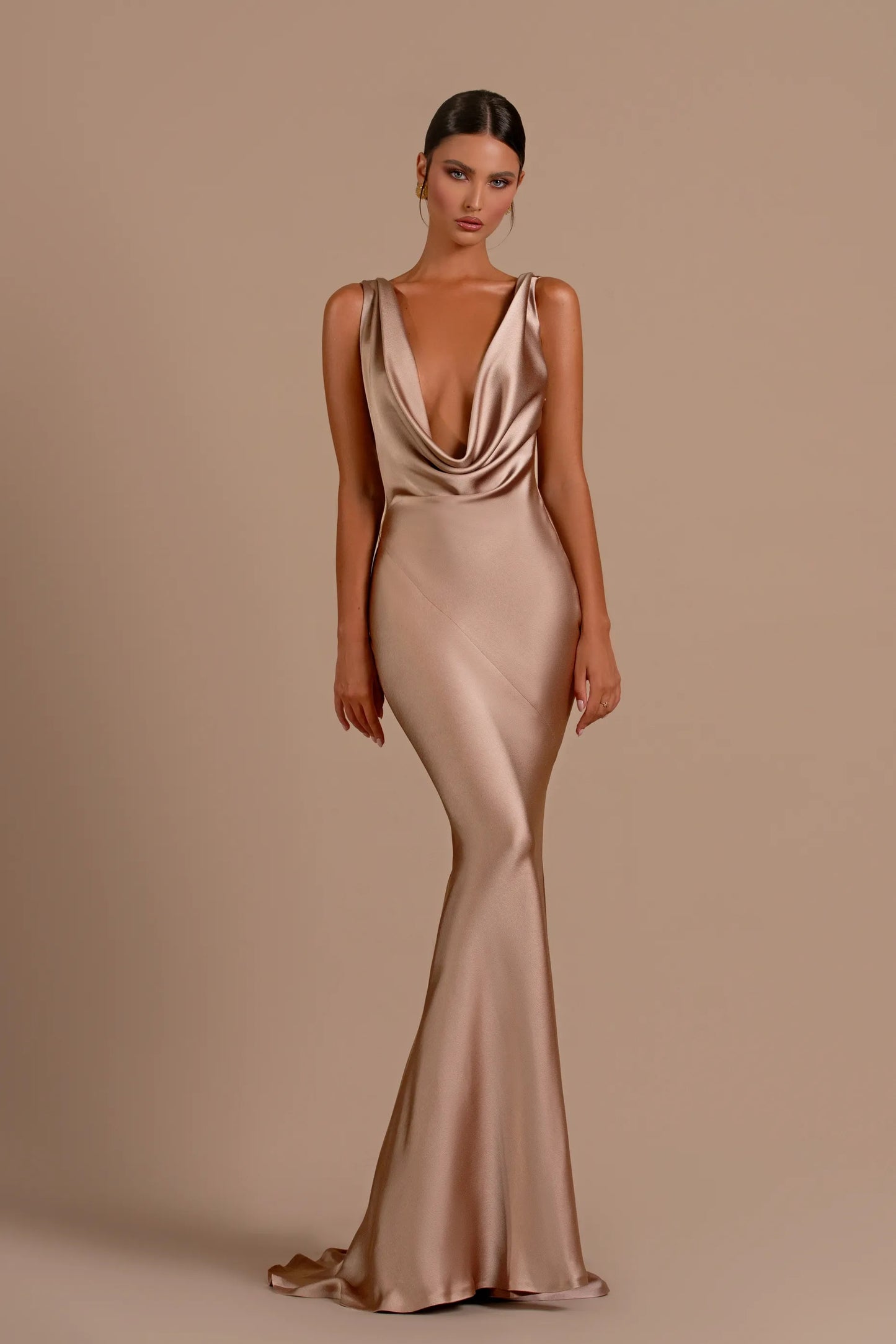 Mermaid Bridesmaid Dresses For Wedding Deep V Neck Satin Prom Dress