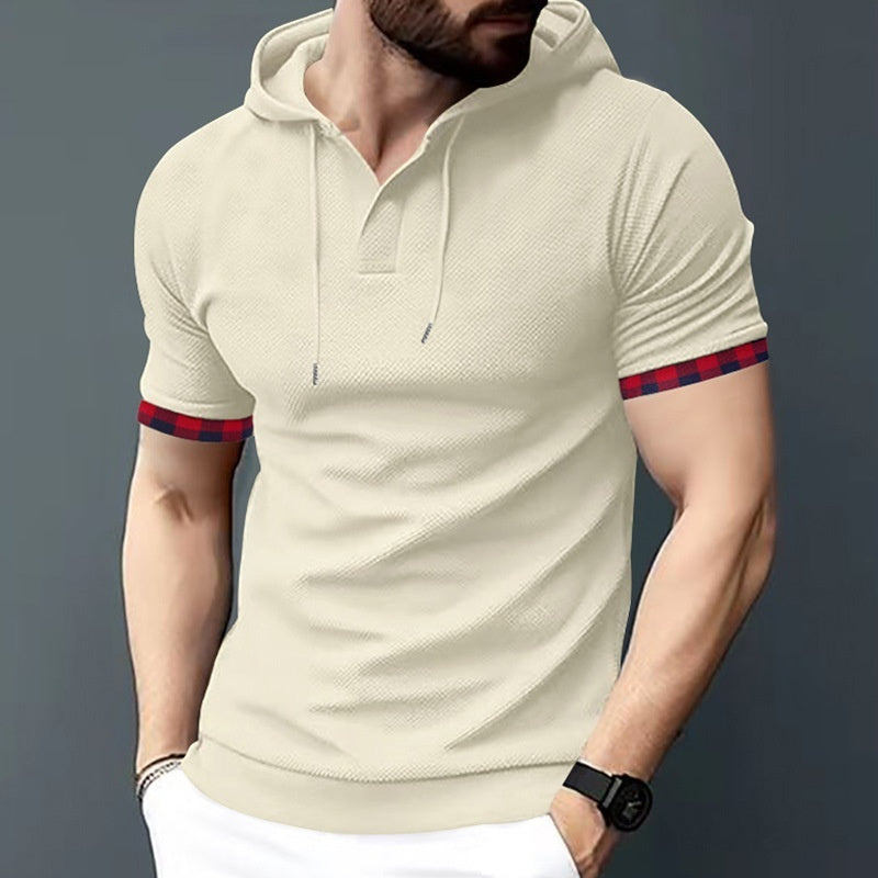 Men's Short Sleeve Sport Casual T-shirt Plus Size Export Hooded Top