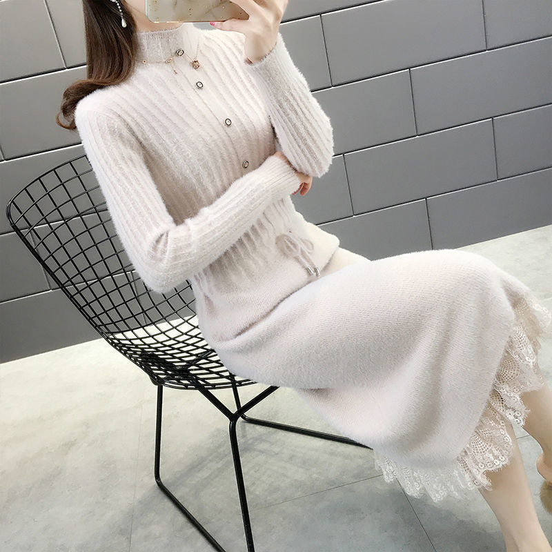 Mink Fleece Long Over-the-knee Sweater Women Autumn And Winter Dress