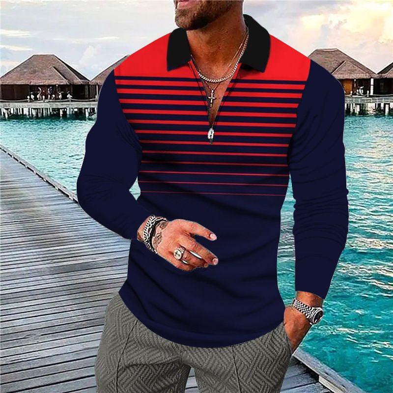 Men's Zipper Casual Men's Personality 3D Digital
