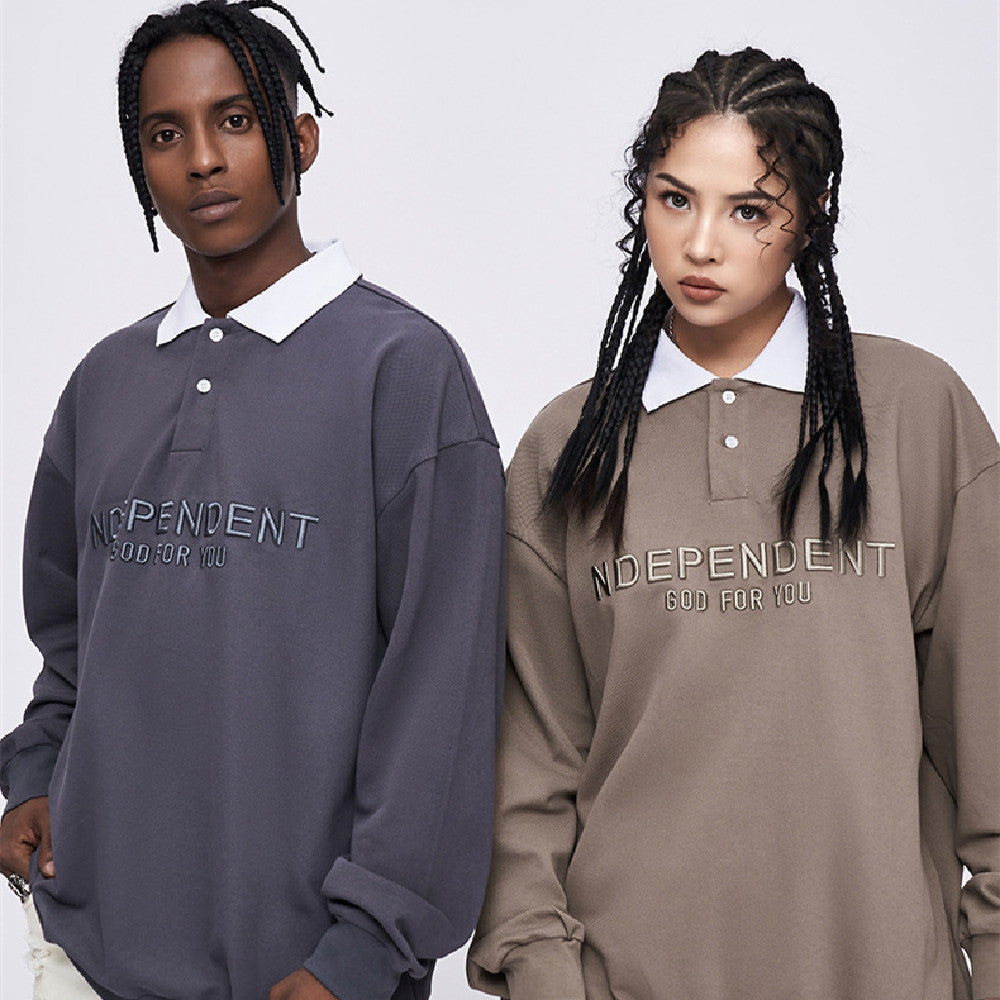 Casual Alphabet Embroidery Tops For Men And Women