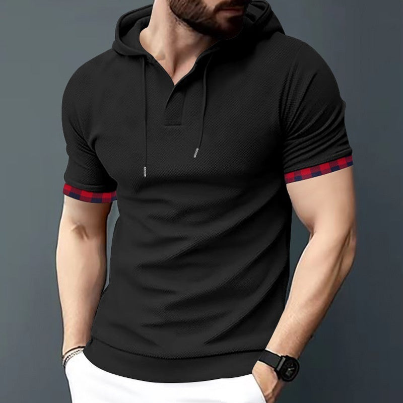 Men's Short Sleeve Sport Casual T-shirt Plus Size Export Hooded Top