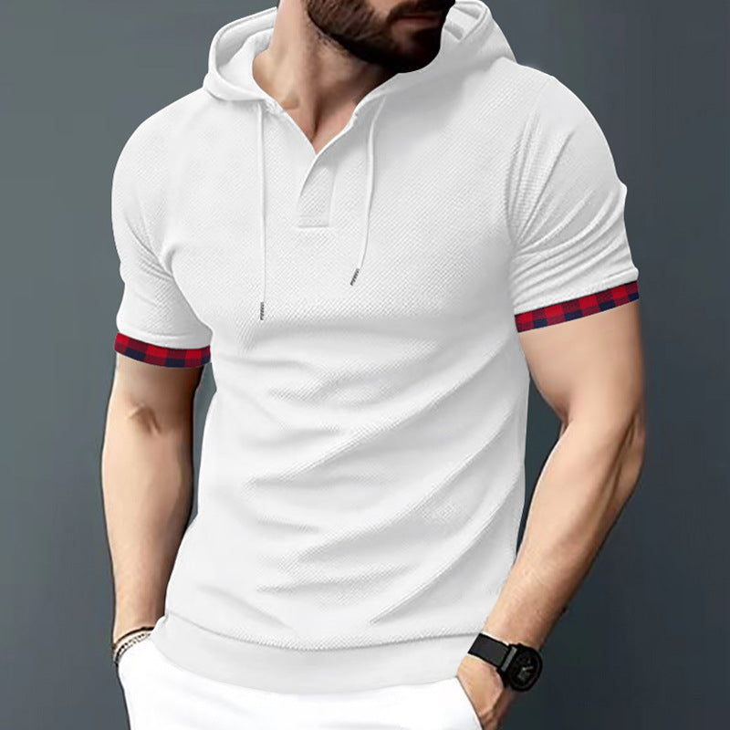 Men's Short Sleeve Sport Casual T-shirt Plus Size Export Hooded Top