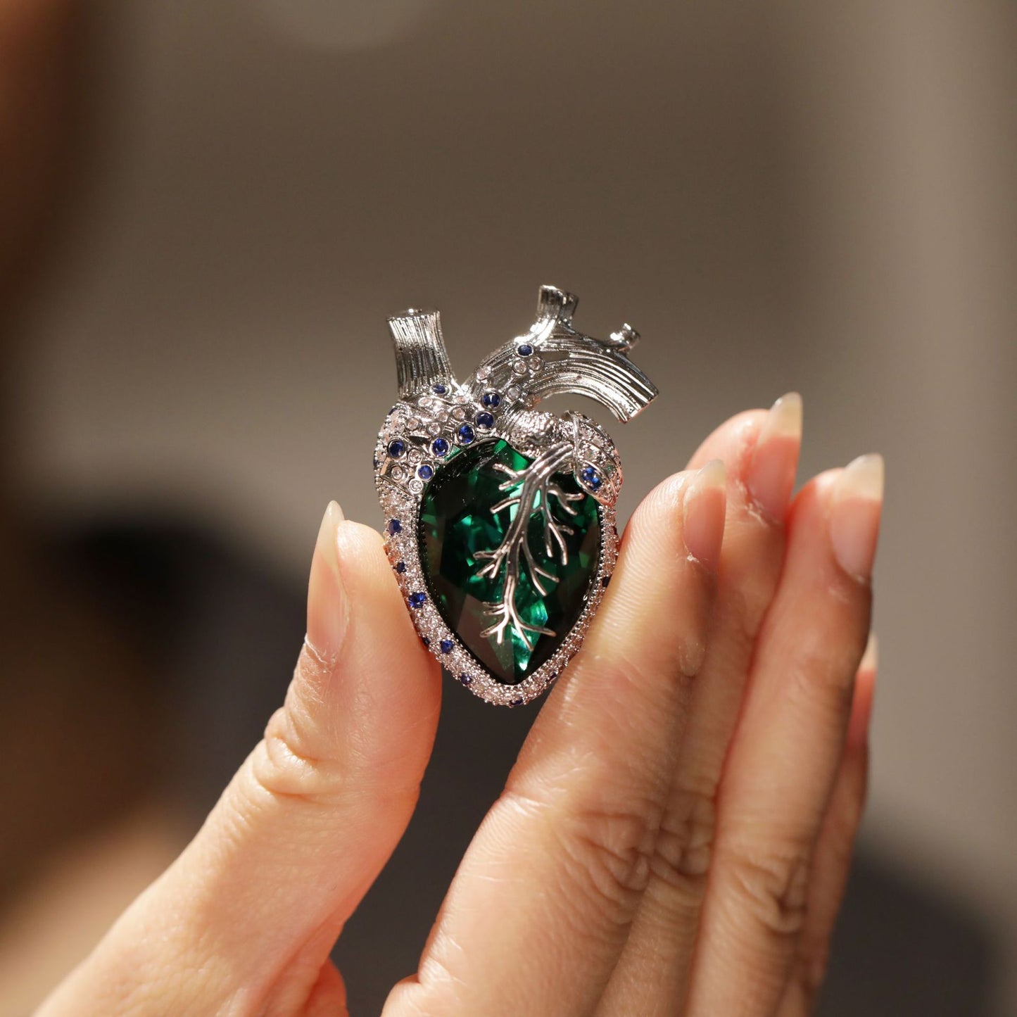 Copper Zircon Luxury Heavy Industry New Heart Brooch