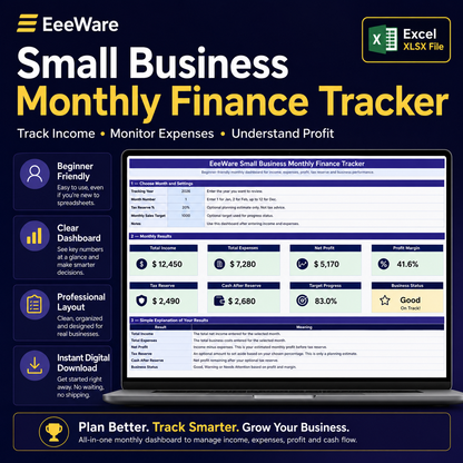 EeeWare Small Business Monthly Finance Tracker