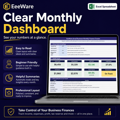 EeeWare Small Business Monthly Finance Tracker