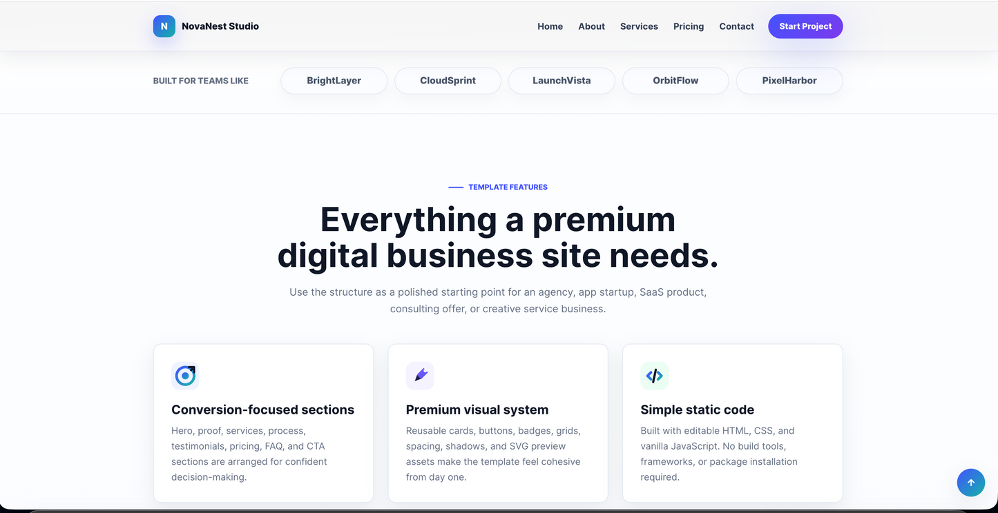 SaaS Startup HTML Website Template
