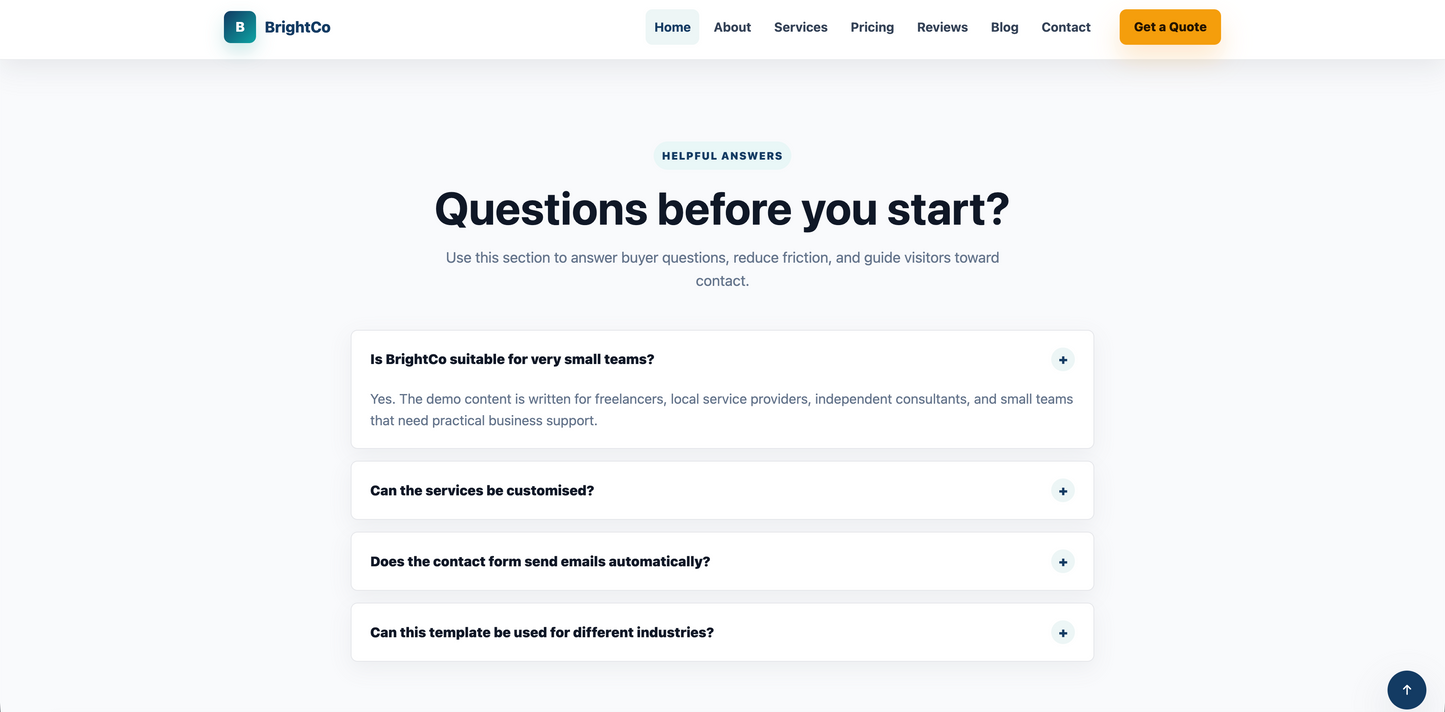 Small Business HTML Website Template