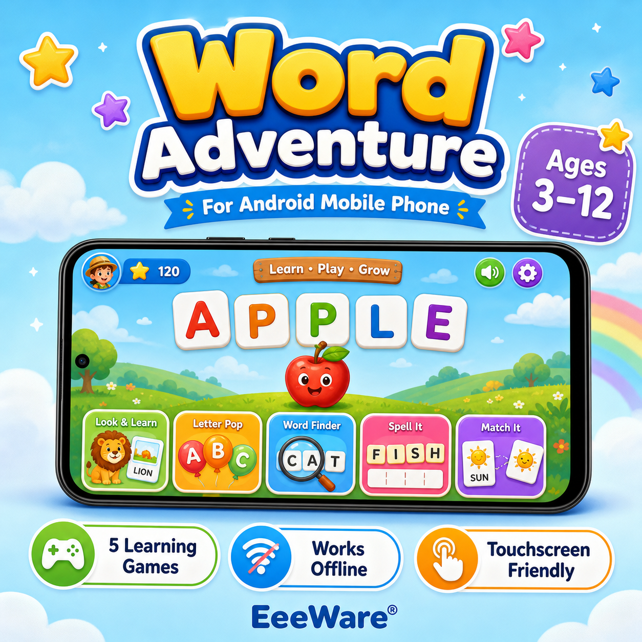 Word Adventure for Android Mobile Phone – Educational Word Game for Children