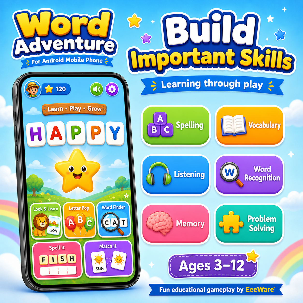 Word Adventure for Android Mobile Phone – Educational Word Game for Children