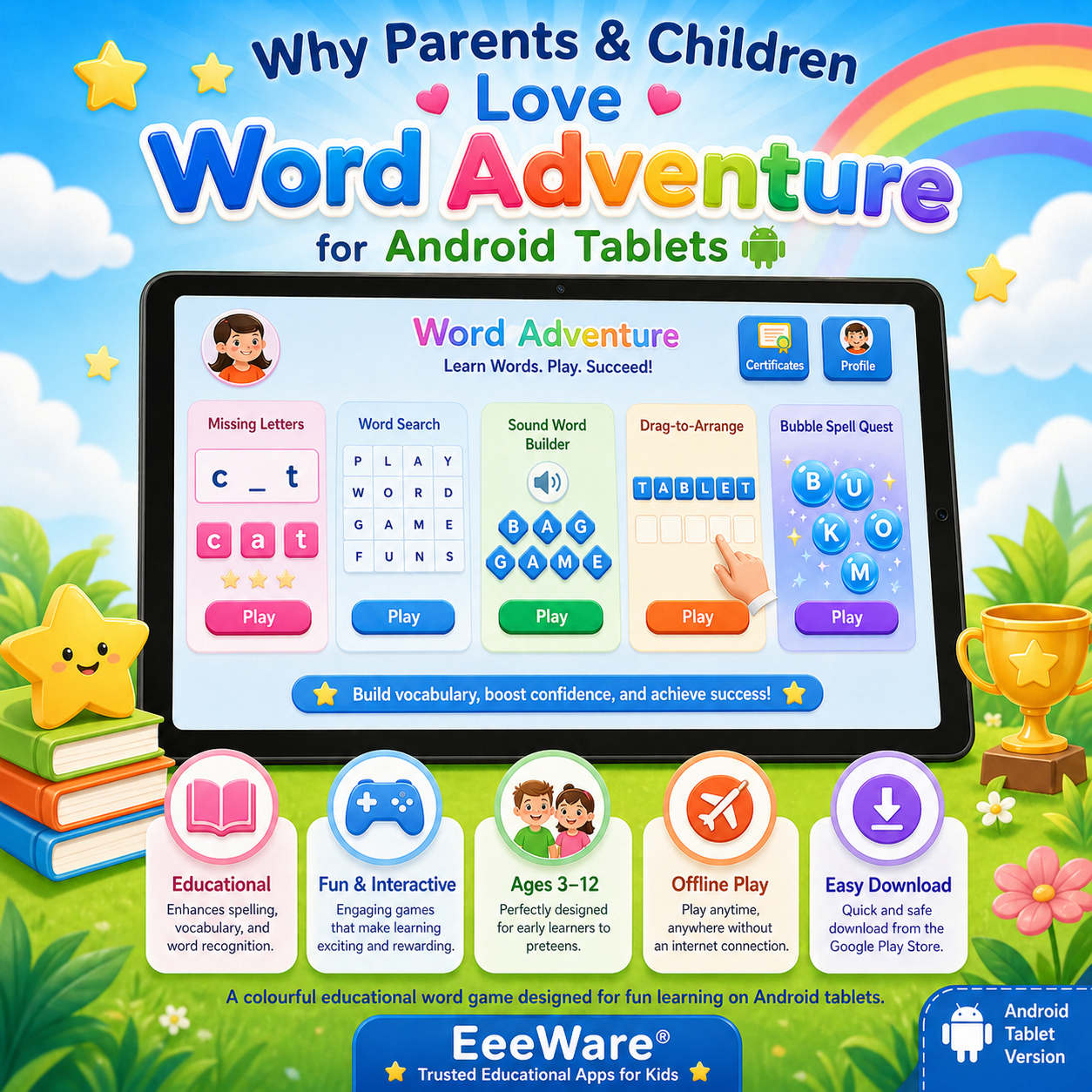 Word Adventure for Android Tablet – Educational Word Game for Children