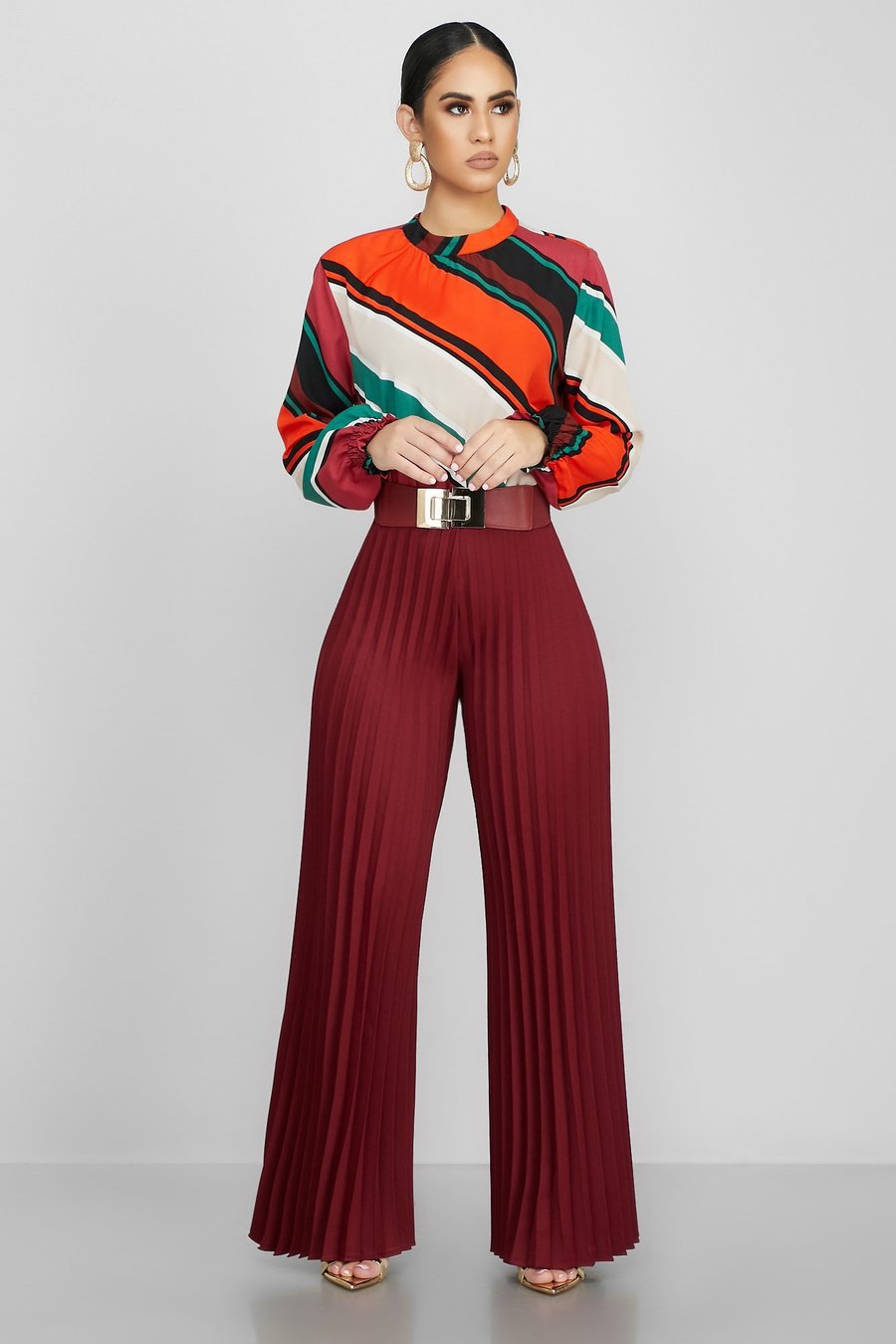 Fashionable Casual Pleated Wide-leg Women's Pants