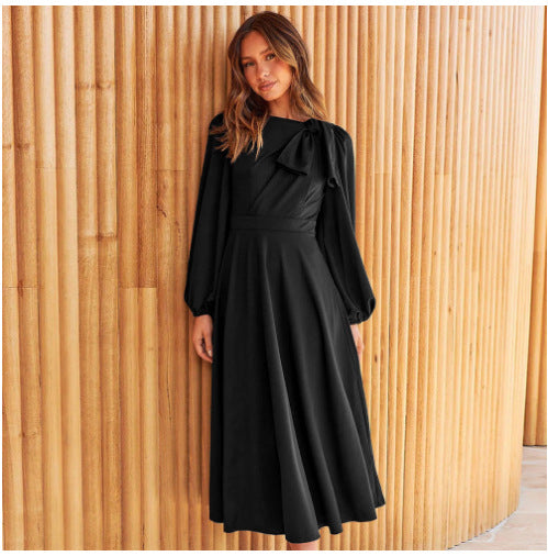 Autumn And Winter Solid Color Dress Women