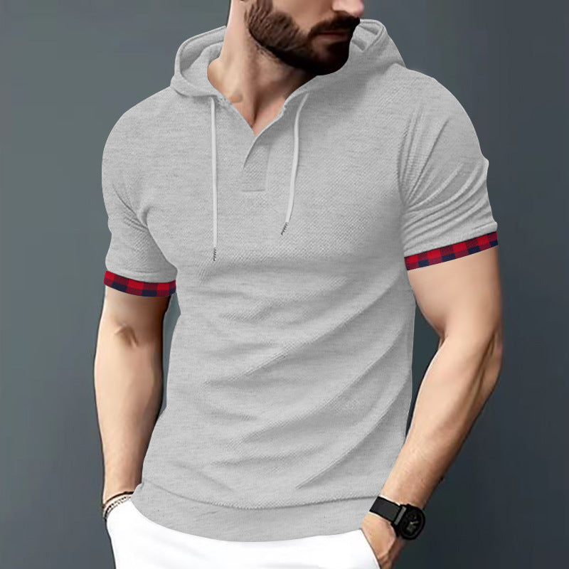 Men's Short Sleeve Sport Casual T-shirt Plus Size Export Hooded Top