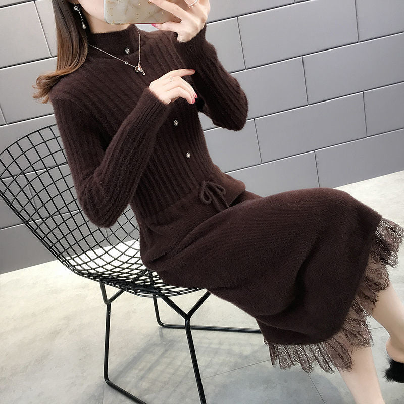 Mink Fleece Long Over-the-knee Sweater Women Autumn And Winter Dress