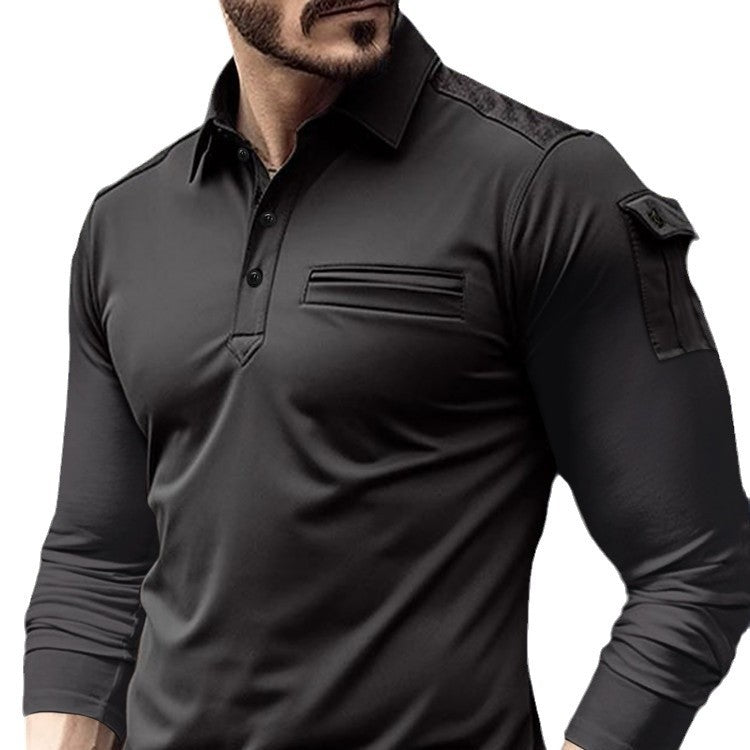 Arm Pocket Shoulder Patch Design Muscular Look Men's Top